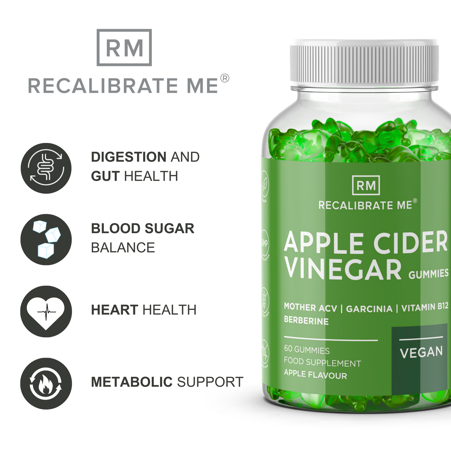 Apple Cider Vinegar & Berberine Gummies (Apple Flavour) - ACV Healthcare Edible Wellbeing Supplement