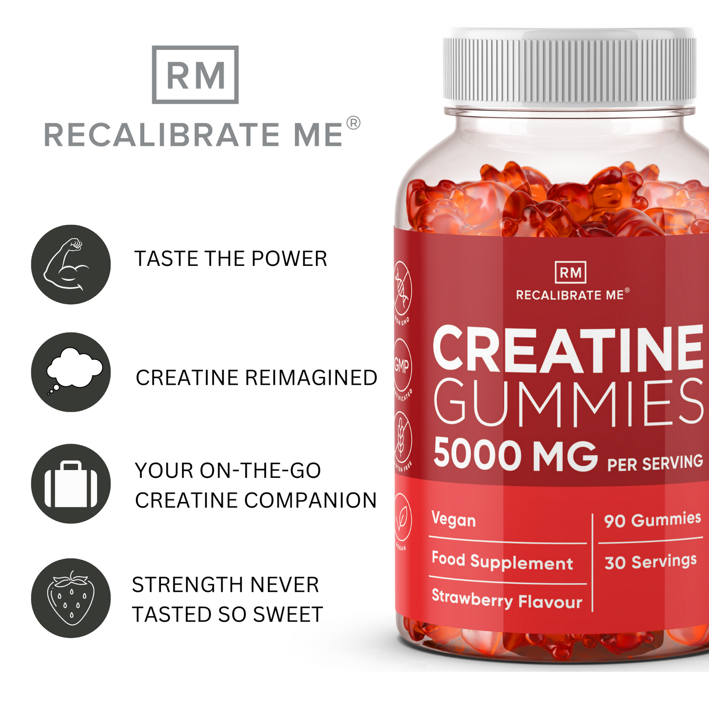 Creatine Gummies 5000MG (Strawberry Flavour) - Creatine Monohydrate