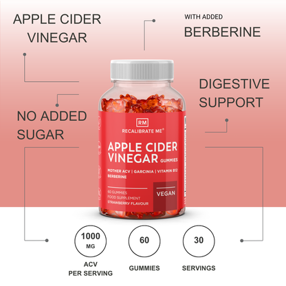 Apple Cider Vinegar & Berberine Gummies (Strawberry Flavour) - ACV Healthcare Edible Wellbeing Supplement