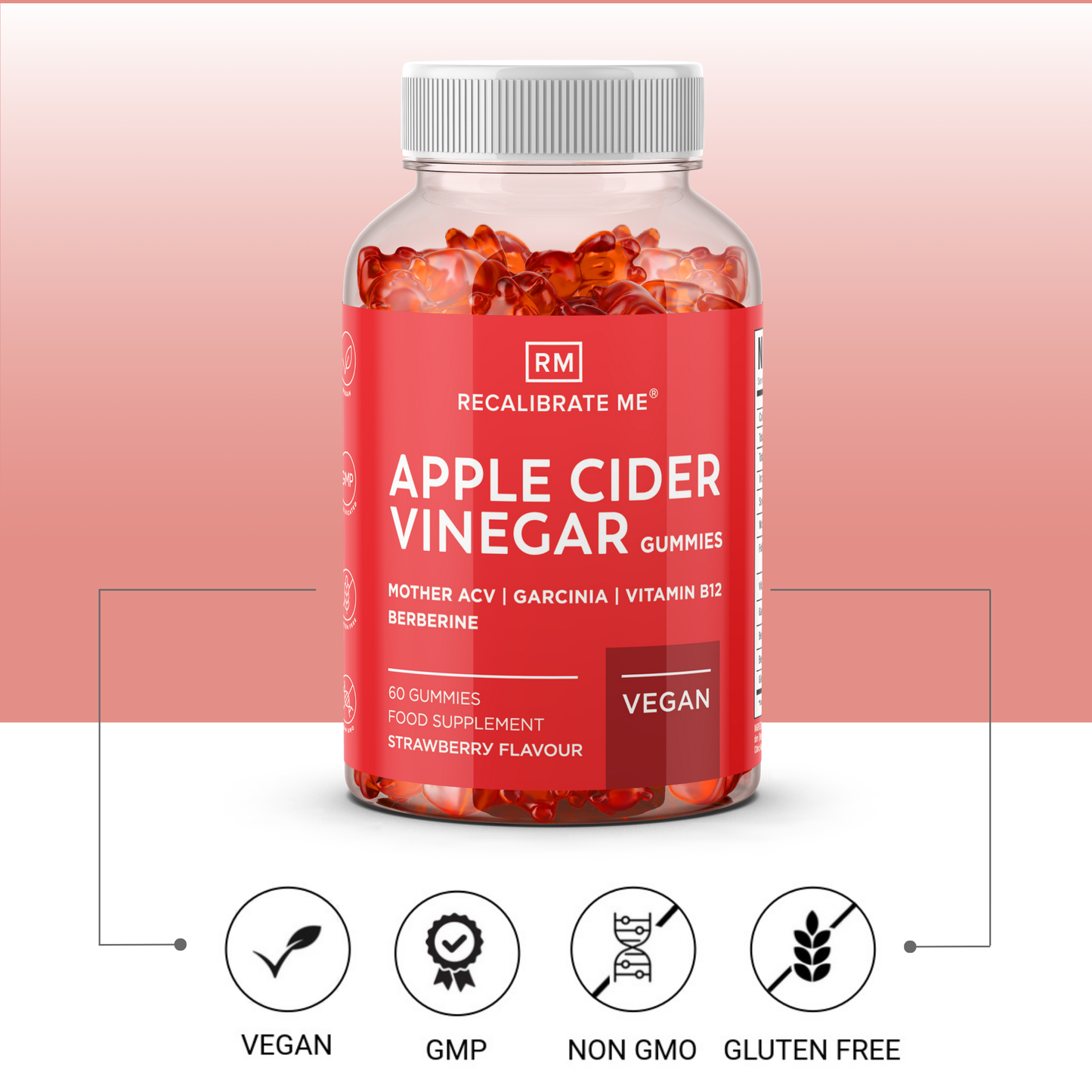 Apple Cider Vinegar & Berberine Gummies (Strawberry Flavour) - ACV Healthcare Edible Wellbeing Supplement