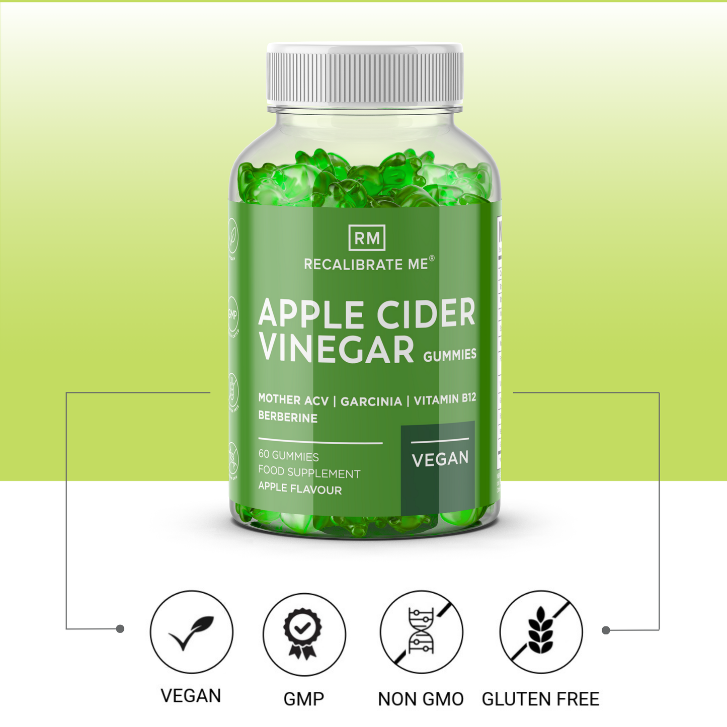 Apple Cider Vinegar & Berberine Gummies (Apple Flavour) - ACV Healthcare Edible Wellbeing Supplement