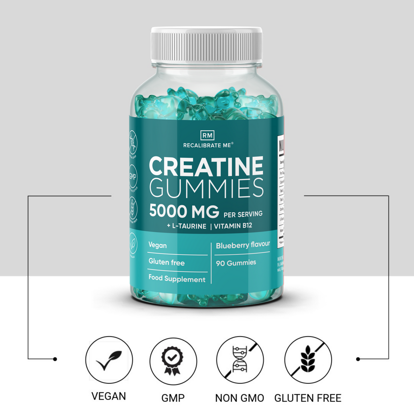 Creatine Gummies 5000 MG (Blueberry Flavour) - Creatine Monohydrate + L-Taurine + B12